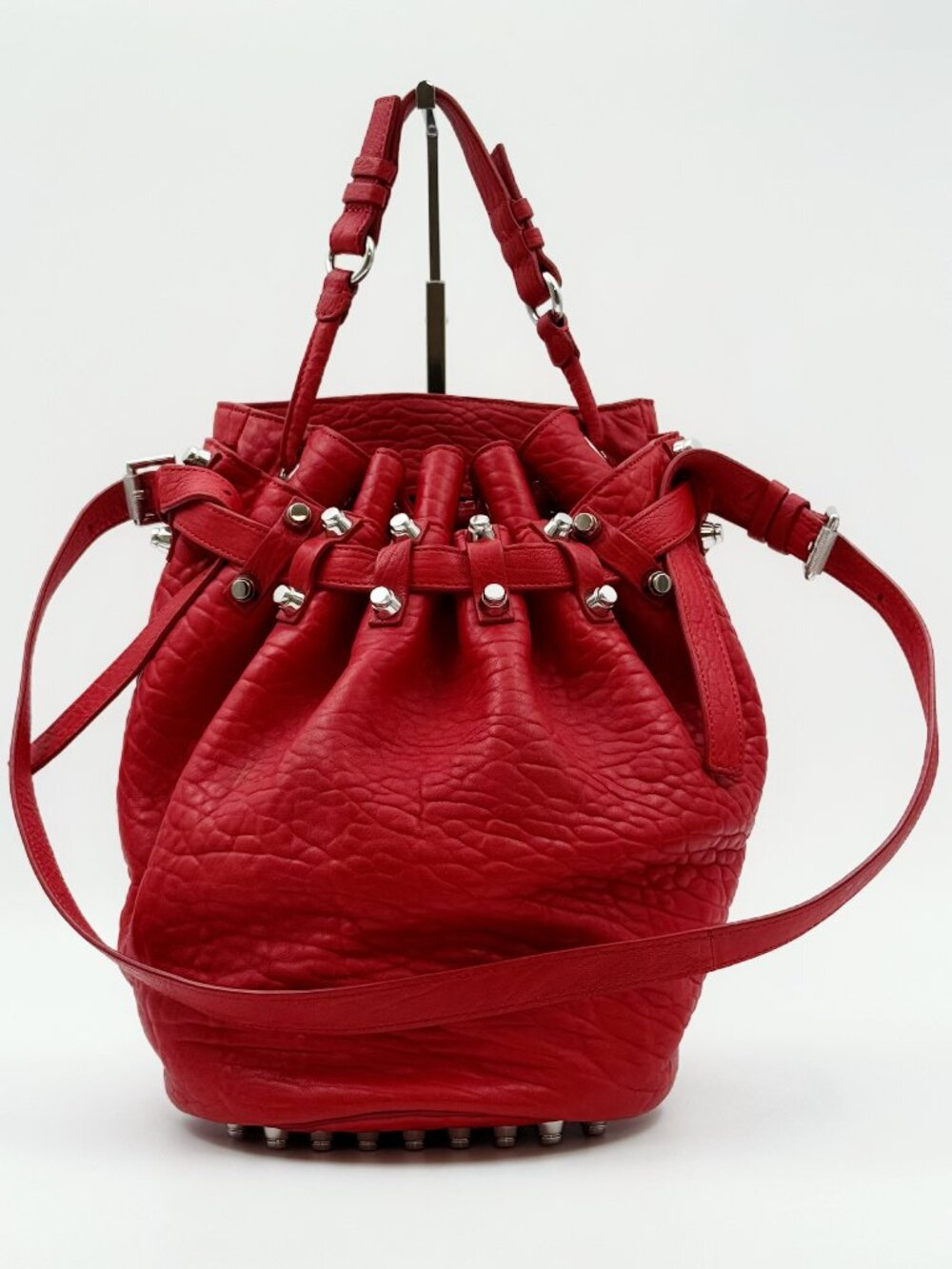 Alexander Wang Diego Red Leather Studded Bucket Bag Shoulder Crossbody